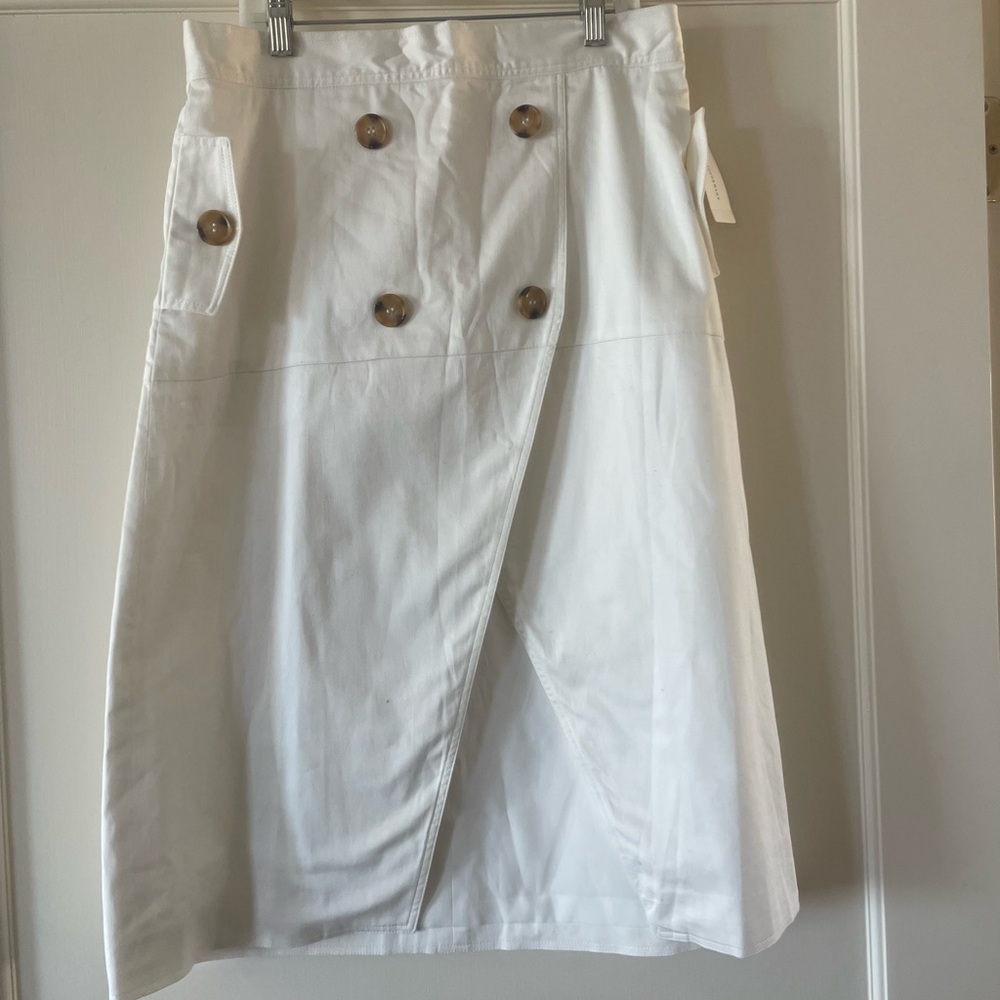 Anthropologie Cream Midi Wrap Skirt Asymmetrical Work